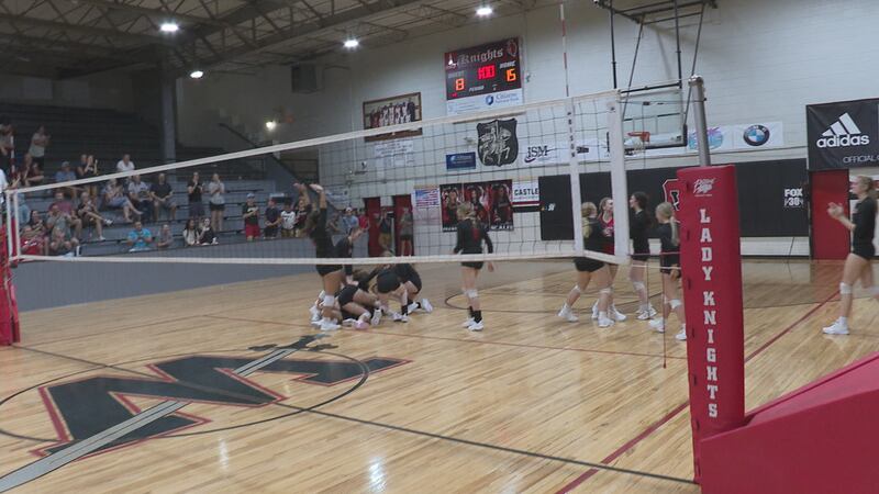 West Lauderdale celebrate their five set victory.
