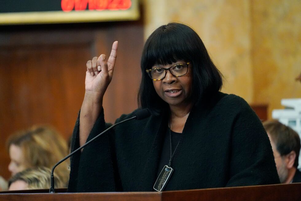 State Rep. Omeria Scott, D-Laurel, proposes an amendment during discussions over a transgender...