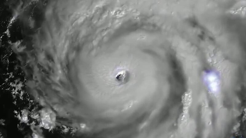 Lightning inside Hurricane Ian