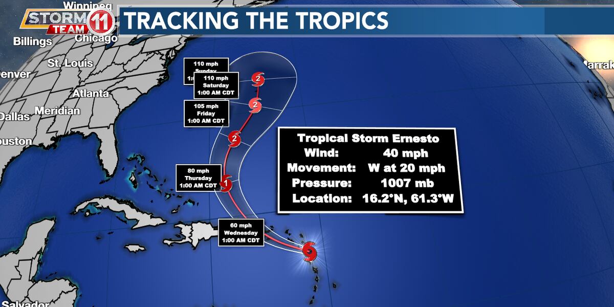 Tropical Storm Ernesto set to hit Puerto Rico and U.S. Virgin Islands